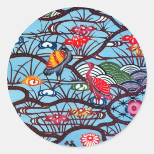 Japans Kimono Textile (Bingata) Ronde Sticker
