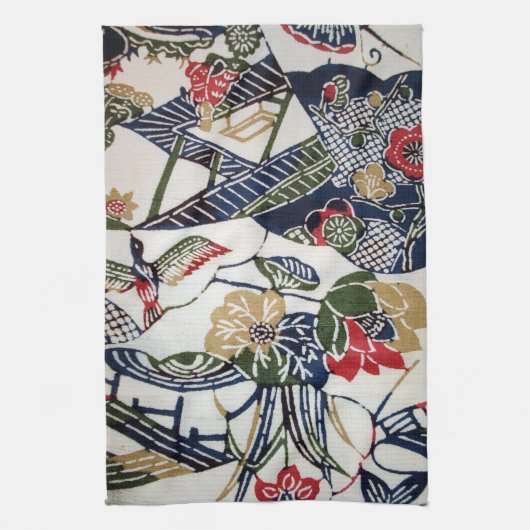  Japans Kimono Textile (Bingata) Theedoek (Verticaal)