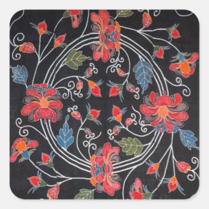 Japans Kimono Textile (Bingata) Vierkante Sticker