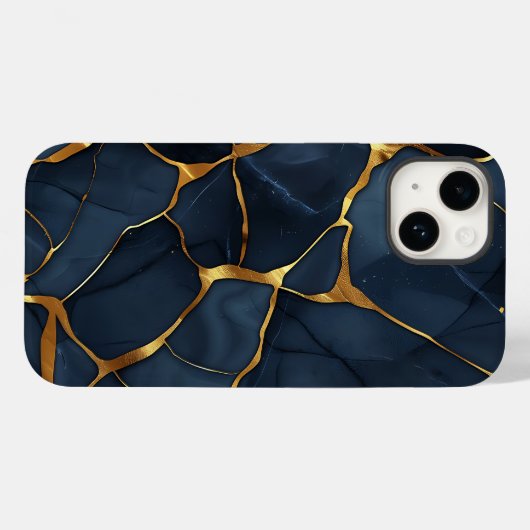 Japans Kintsugi Donkerblauw Case-Mate iPhone Case (Achterkant (horizontaal))