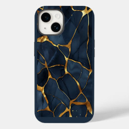 Japans Kintsugi Donkerblauw iPhone 14 Hoesje