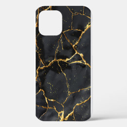 Japans Kintsugi Zwart & Goud iPhone 12 Hoesje