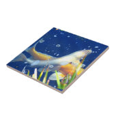 japans koeienblauw tegeltje (Zijkant)