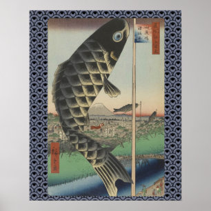 Japans Koi Fish Festival Flag Antiek Poster