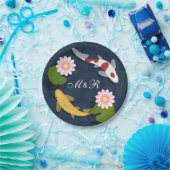 Japans Koi Fish Monogram Initialen Papieren Bordje (Feest)