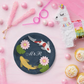 Japans Koi Fish Monogram Initialen Papieren Bordje (Feest)
