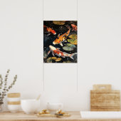 Japans Koi Fish Pond Art Print Poster (Keuken)