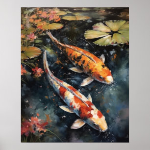 Japans Koi Fish Pond Art Print Poster