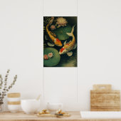  Japans Koi Fish Pond Art Print Poster (Keuken)