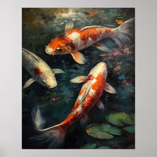 Japans Koi Fish Pond Art Print Poster (Voorkant)