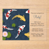 Japans Koi Fish Pond Party Acryl Uitnodigingen (Voorkant)