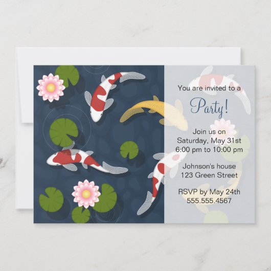 Japans Koi Fish Pond Party Kaart (Voorkant)