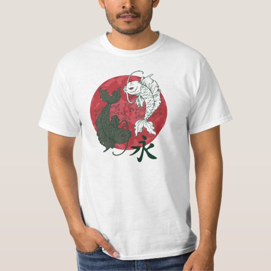 Japans Koi Karp Yin- en Yang-ontwerp T-shirt (Voorkant)