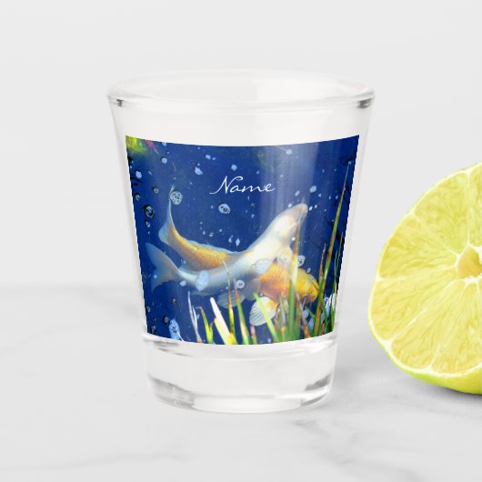 Japans Koi vijver blauw Thunder_Cove Shot Glas (Voorkant)