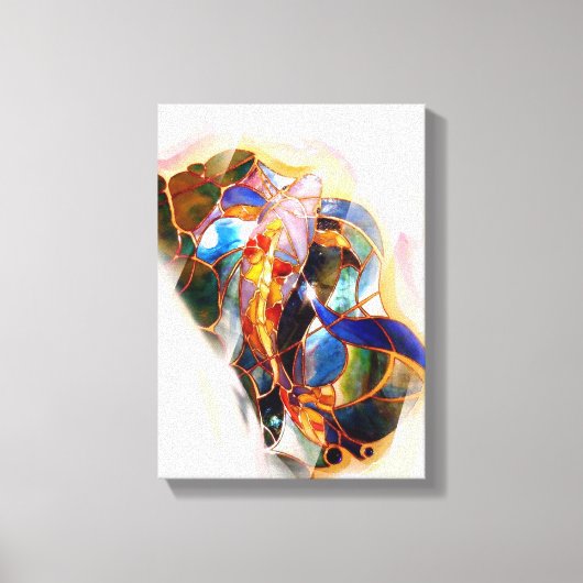 Japans Koi Vis Glas in lood Art Canvas Print (Voorkant)