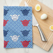 Japans konijnenblad, blauw met rood en wit theedoek (Quarter Fold)