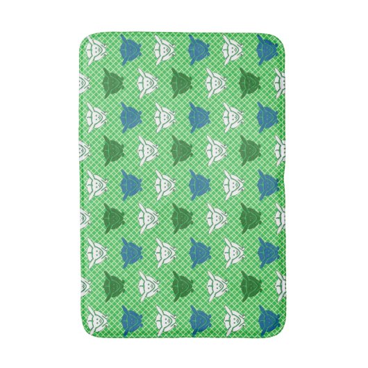 Japans konijnenblad, groen, blauw en wit badmat (Voorkant Verticaal)