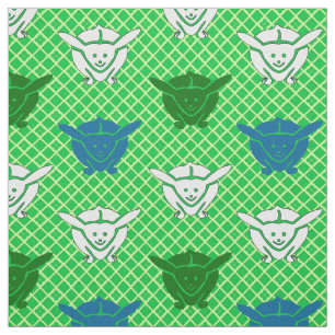 Japans konijnenblad, groen, blauw en wit stof
