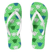 Japans konijnenblad, groen, blauw en wit teenslippers (Voetbed)