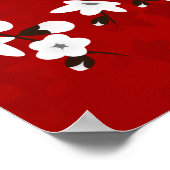 Japans kraan White Cherry Blossom Red Poster (Hoek)