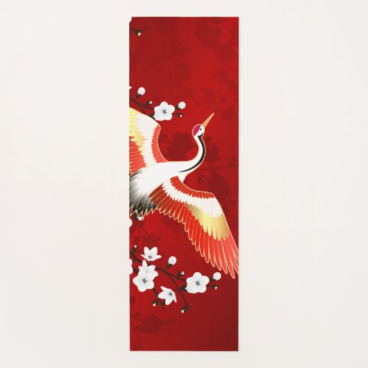 Japans kraan White Cherry Blossom Red Yogamat (Voorkant)
