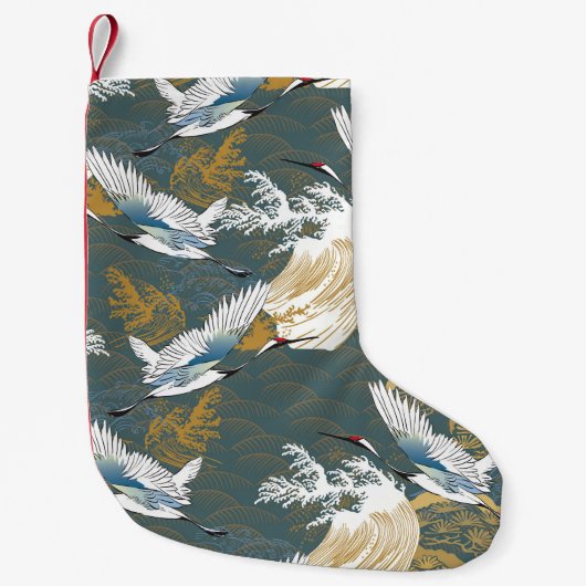 Japans  kraanvogelpatroon kleine kerstsok (Voorkant)