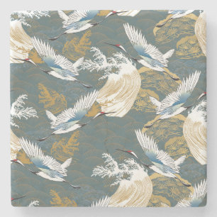 Japans kraanvogelpatroon stenen onderzetter