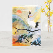 Japans kraanWenskaart Kaart (Gele Bloem)