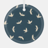 Japans kranen silhouet  patroon glas ornament (Voorkant)