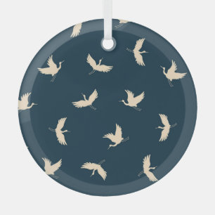 Japans kranen silhouet  patroon glas ornament