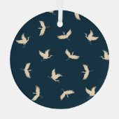 Japans kranen silhouet patroon glas ornament (Achterkant)