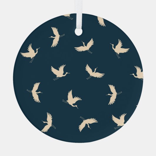 Japans kranen silhouet patroon glas ornament (Achterkant)