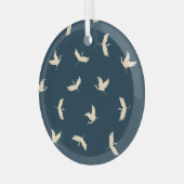 Japans kranen silhouet patroon glas ornament (Voorkant links)