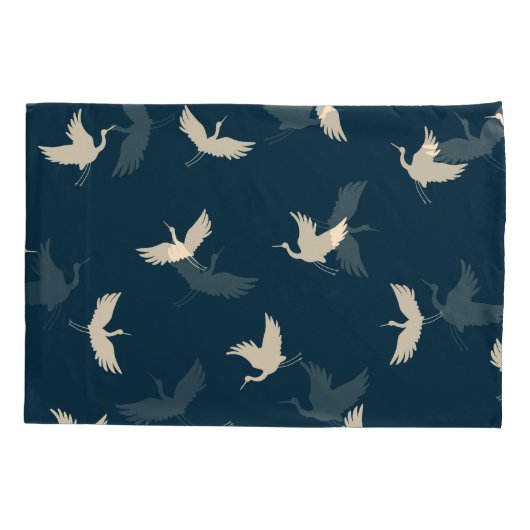 Japans kranen silhouet patroon kussensloop (Achterkant)