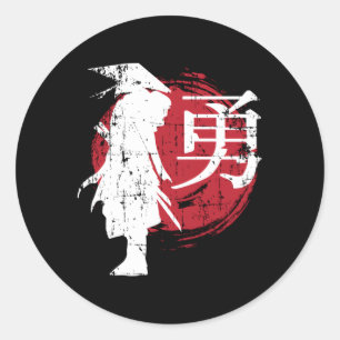 Japans krijger Samurai Japan Schrijven Ronde Sticker