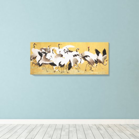 Japans kudde kranen, afdrukken, canvas afdruk (Insitu (Houten vloer))