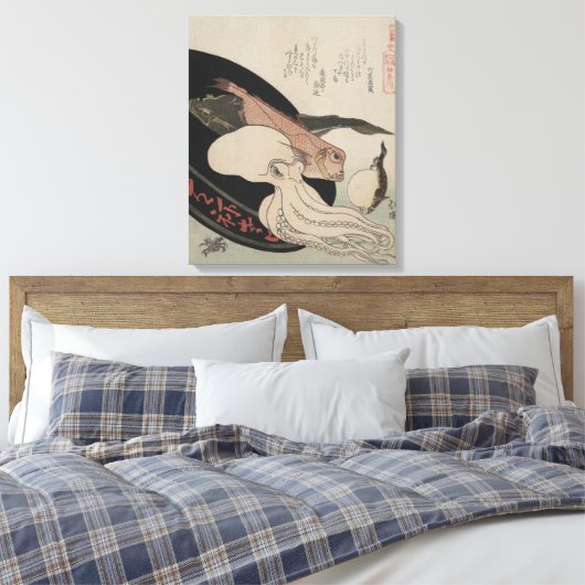 Japans  Kunst Vis en zeevruchten Bounty Canvas Afdruk (Insitu (Slaapkamer))