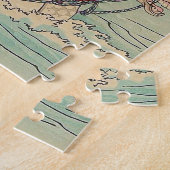 Japans kunstwerk - Samurai die vanuit een rivier a Legpuzzel (Zijkant)