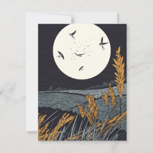 Japans  landschap bij nacht briefkaart