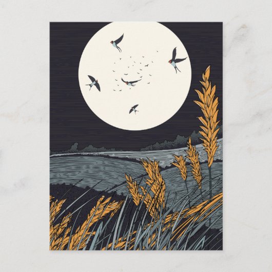 Japans landschap bij nacht briefkaart (Voorkant)