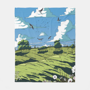 Japans  landschap bij nacht fleece deken