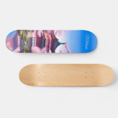 Japans landschap kersenbloesems en tempel skateboard (Horizontaal)