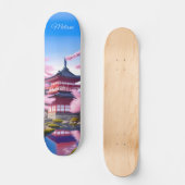 Japans landschap kersenbloesems en tempel skateboard (Voorkant)