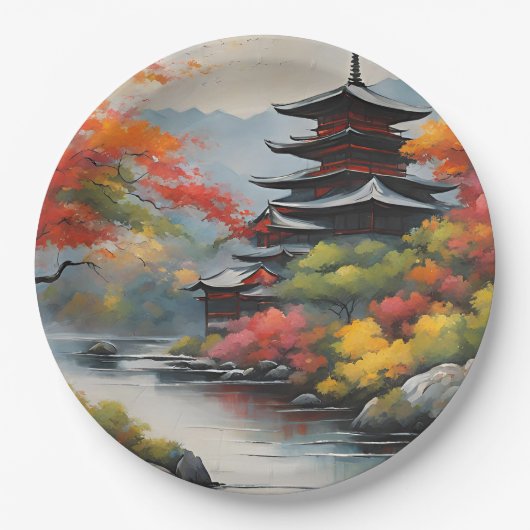 Japans landschap papieren bordje (Voorkant)