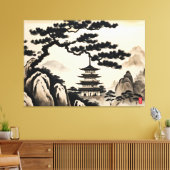 Japans Landschapsinkt Schilderen Canvas Afdruk (Insitu (Woonkamer))