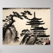 Japans Landschapsinkt Schilderen Poster (Voorkant)