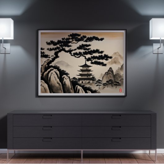 Japans Landschapsinkt Schilderen Poster
