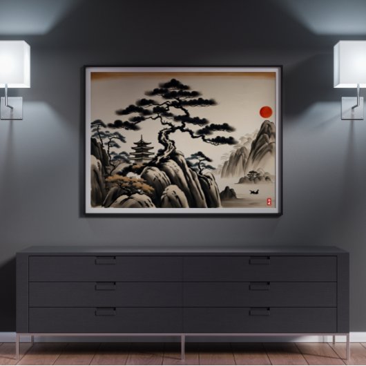 Japans Landschapsinkt Schilderen Poster