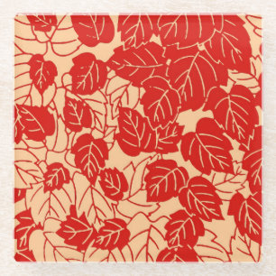 Japans Leaf Print, Mandarijns Oranje Glazen Onderzetter