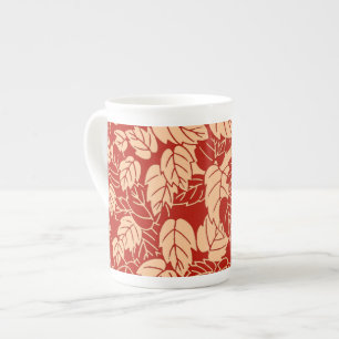 Japans Leaf Print, Mandarijns Oranje Porselein Kop